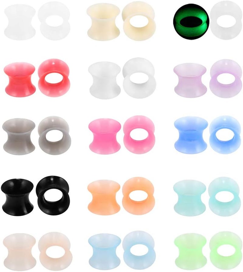 Xpircn Store Flexible Ear Plugs - Double Flared Flesh Ear Piercing Jewelry, 15 Pairs - Image 1